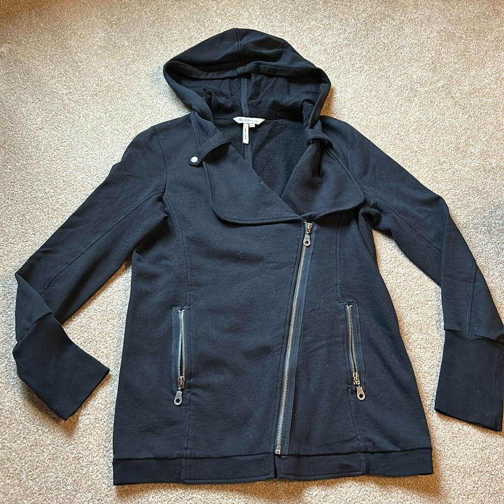 Bcbgeneration Black Angled Zipper Sweatshirt Jack… - image 1